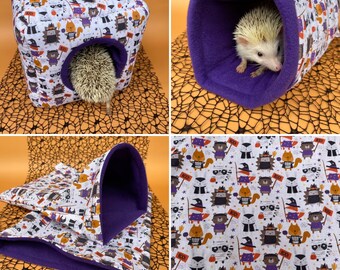 Halloween animals full cage set. Cube house, snuggle sack, tunnel cage set for hedgehog or small pet.