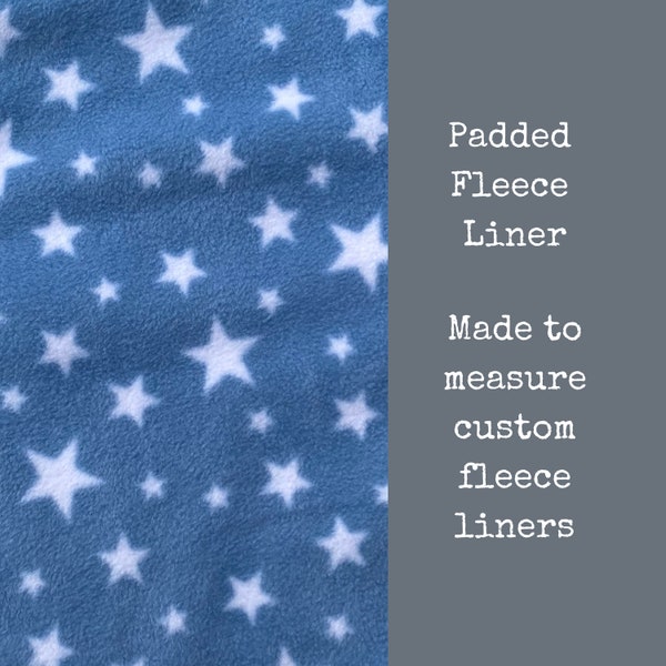 Custom size PADDED light blue with stars fleece liner for hedgehog, guinea pigs (ZooZone, Vivariums, Critter Nation, C&C, Hutch)