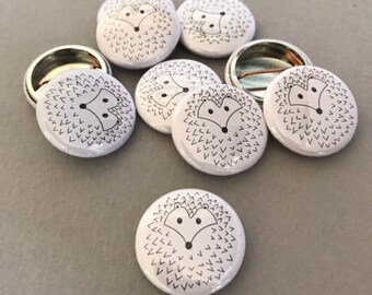 The Hoghouse hedgehog badge. 25mm badge. Hedgehog pin. Animal lover gift.
