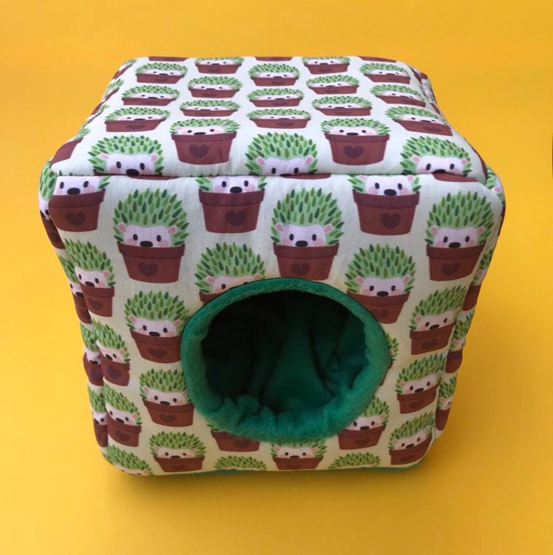 Cosy cube house Cactus hedgehog cage set Fleece bedding tunnel snuggle sack and toys