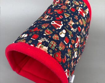 LARGE Christmas stay open tunnel. Padded fleece tunnel. Padded tunnel for guinea pigs.