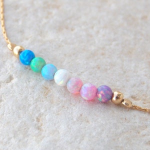 Multi color opal minimalist dainty gold filled OR sterling silver bracelet custome size black friday