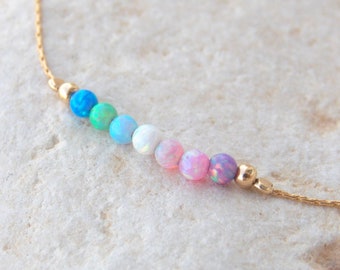 Delicato bracciale in opale: oro riempito o argento sterling, design minimalista