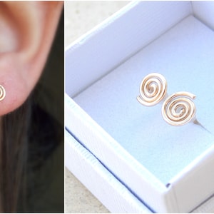 black friday Tiny Stud Earrings, spiral stud earrings, spiral earrings, gold spiral earrings, spiral studs, tiny spiral stud earrings