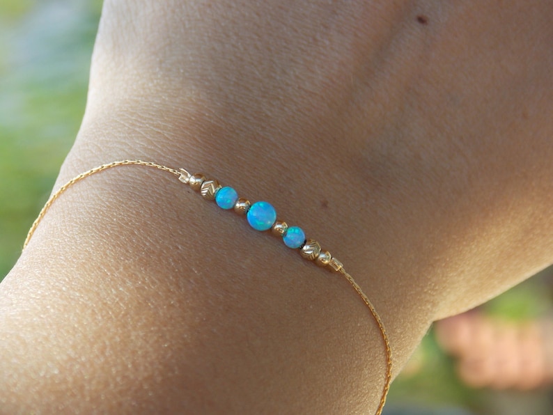 opal gold bracelet tiny opal bracelet opal jewelry minimal bracelet beaded bracelet opal bead bracelet Opal bracelet