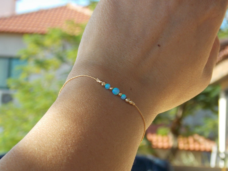 opal gold bracelet tiny opal bracelet opal jewelry minimal bracelet beaded bracelet opal bead bracelet Opal bracelet
