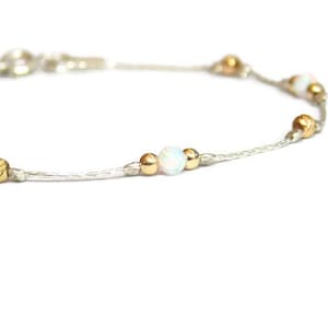 Opal bracelet - Silver Opal bracelet -  White opal bracelet -Sterling silver bracelet - Dot bracelet - Delicate bracelet - Simple bracelet