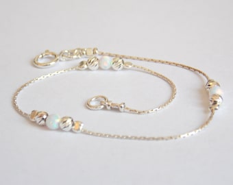 Zartes Sterling Silber Armband mit Opal Perlen - Eleganter Brautschmuck