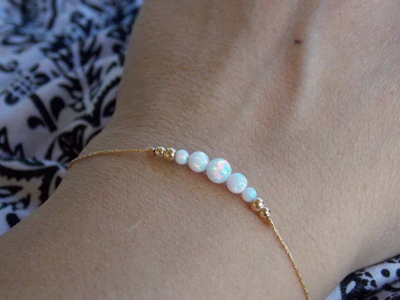 Opal bracelet, opal bead bracelet, minimal bracelet, opal gold bracelet, tiny opal bracelet, beaded bracelet, opal jewelry black friday image 1