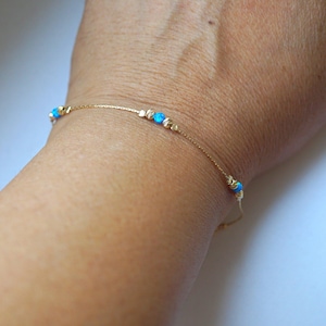 Light blue Opal bracelet, opal bead bracelet, minimal bracelet, opal gold bracelet, tiny opal bracelet, beaded bracelet, opal jewelry