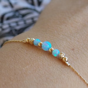 Opal bracelet, opal bead bracelet, minimal bracelet, opal gold bracelet, tiny opal bracelet, beaded bracelet, opal jewelry