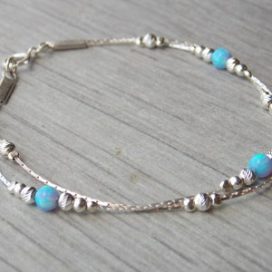 sterling silver Opal bracelet, opal bead bracelet, minimal bracelet, opal gold bracelet, tiny opal bracelet, beaded bracelet, opal jewelry