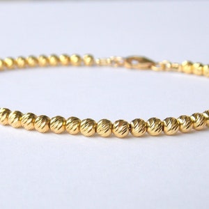 14k Gold filled Diamond Cut Sparkling Beaded Bracelet, Dainty Gold filled Bracelet, Gift For Her