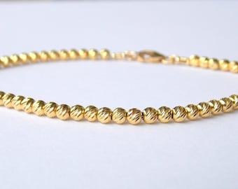 Bracciale con perline scintillanti e taglio diamante riempito in oro 14k, delicato braccialetto riempito in oro, regalo per lei