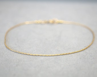Thin dainty bracelet -plain gold bracelet