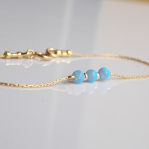 Blue Opal bracelet, opal bead bracelet, minimal bracelet, opal gold bracelet, beaded bracelet, opal jewelry, gift for her