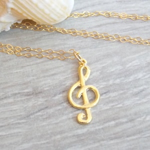 Treble clef necklace, Sol Key Pendant, Music note jewelry,  Minimalist Jewelry, G clef necklace, music symbol