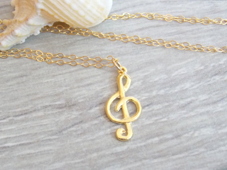 Treble Clef Necklace Sol Key Pendant Music Note Jewelry - Etsy