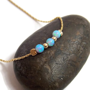 Light Blue Opal anklet, Beach Jewelry, opal gold filled balls anklet, opal jewelry, tiny opal anklet, beaded anklet, Delicate Gold Anklet