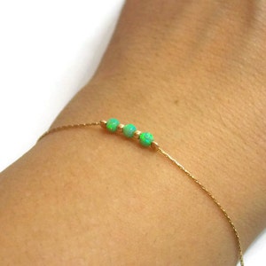 Green Opal bracelet, opal bead bracelet, minimal bracelet, opal gold bracelet, tiny opal bracelet, beaded bracelet, opal jewelry