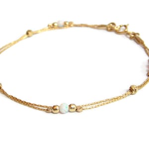 White Opal bracelet, opal bead bracelet, minimal bracelet, opal gold bracelet, tiny opal bracelet, beaded bracelet, opal jewelry