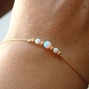 Opal bracelet, opal bead bracelet, minimal bracelet, opal gold bracelet, tiny opal bracelet, beaded bracelet, opal bar bracelet