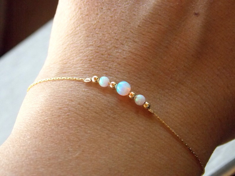Opal Bracelet Opal Bead Bracelet Minimal Bracelet Opal Gold Etsy