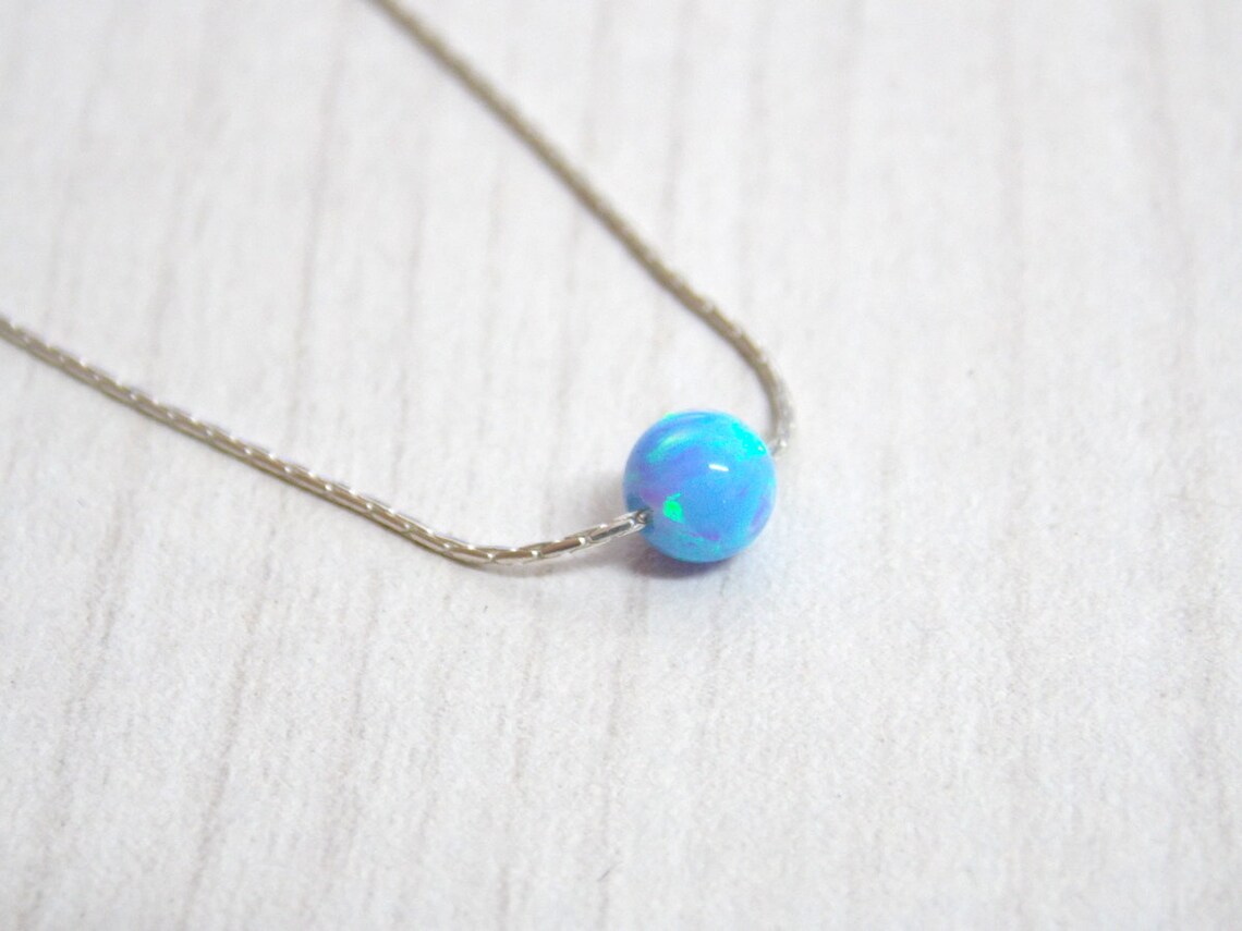 Opal Necklace 925 Sterling Silver Necklace Opal Ball Etsy