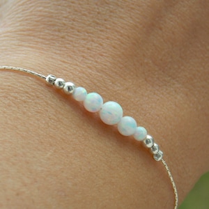 sterling silver Opal bracelet, opal bead bracelet, minimal bracelet, opal gold bracelet, tiny opal bracelet, beaded bracelet, opal jewelry