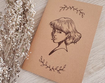 Hand-stamped kraft notebook A5 , beautiful and elegant stationery