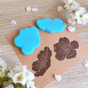 Set di timbri in gomma / fiori di ciliegio / fiori di sakura / timbro intagliato a mano