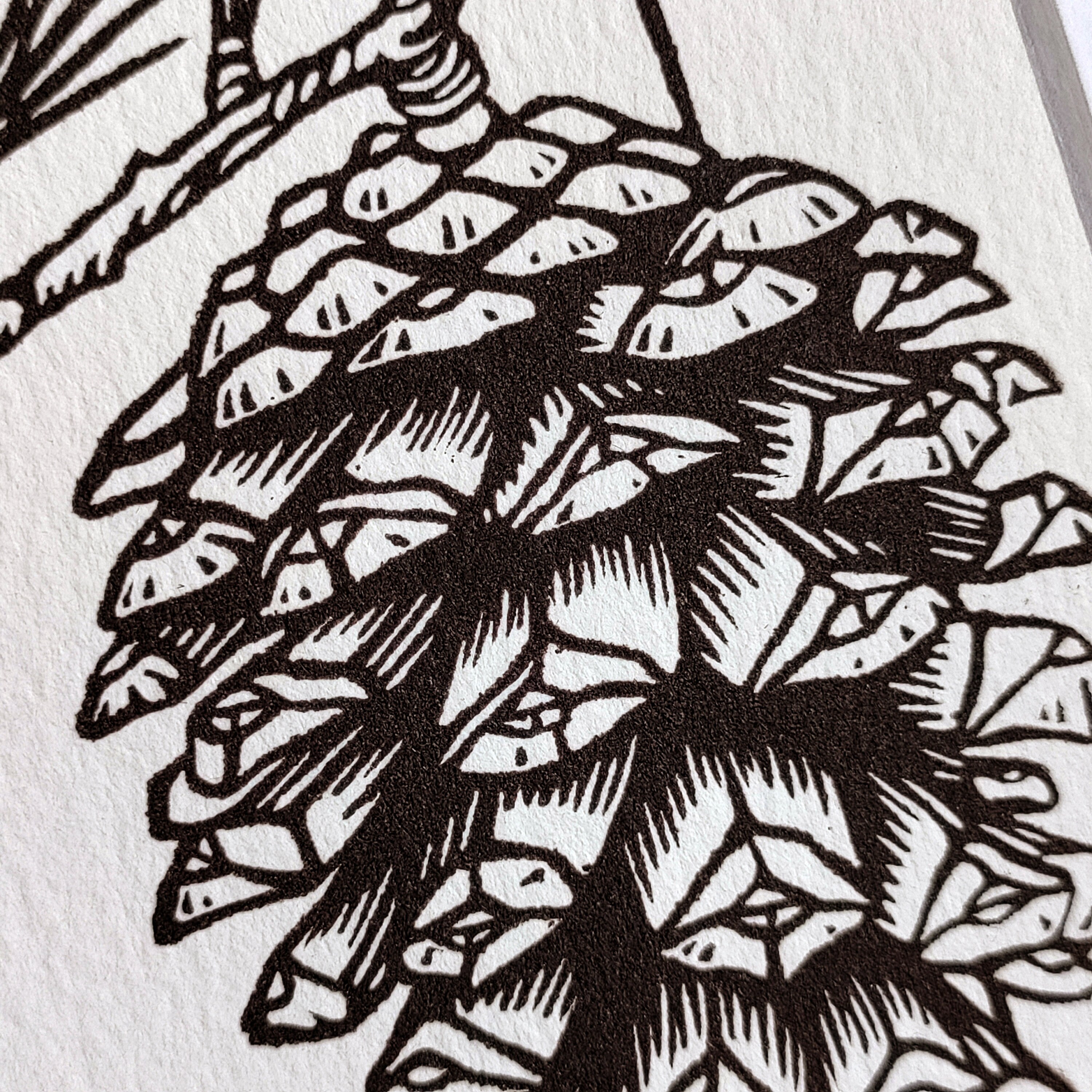 Linocut of Pine Hand Stamped, Original Linocut Limited to 100 Copies ...