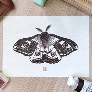Linocut | moth print | insect print | lino print