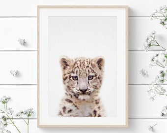 Snow Leopard Cub Print, Nursery Animal Print, Nursery Animals, Nursery Printable, Nursery Art Print, Animal Print, Printable Wall Art
