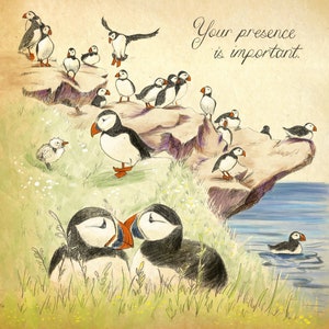 Adorable Puffins art print