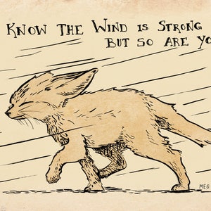 Fox In The Wind 5"x7" art print