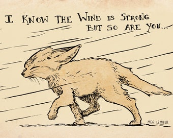 Fox In The Wind 5"x7" art print