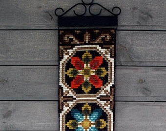 Vintage Norwegian Wool Tapestry: Handmade Scandinavian Bell Pull Decor