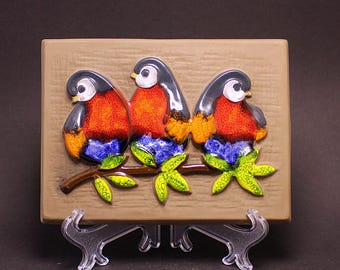 Vintage Ceramic Birds Wall Plaque - Helsingborg Deco Studio Sweden