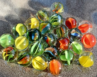 Beautiful rare vintage marbles,vintage marble 25 lot of marbles small cat eye, multi color mix assorted solid,Vintage Glass marbles,Marbles.
