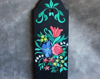 Vintage Norwegian Rosemaling Wall Art,Hand Painted Wooden Plaque,Folk Art Floral Decor | Scandinavian Cottage Style | Rustic Nordic Accent