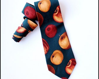 Herren-Krawatte, Vintage-Apfel-Krawatte, Vintage-Frucht-Krawatte Apfel, Apfel-Krawatte, Herren-Accessoires.