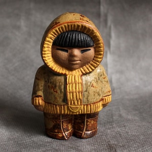 Vintage Lisa Larson Eskimo Figura - Gustavsberg Suecia - Niños del Mundo