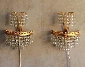 Aplique de cristal estilo imperio vintage: lámpara de pared victoriana francesa antigua
