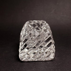 Kosta Boda Crystal Glass Candle Holder,Kosta Boda Handmade in Sweden Crystal Tealight Candle Holder with Diagonal Brick Design