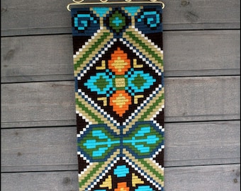 Norwegian Wool Tapestry: Vintage Scandinavian Bell Pull Wall Decor