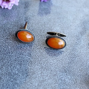Vintage Amber Cufflinks,Amber Cufflinks,Amber Cuff Links ,Natural Baltic Amber Cufflinks,Silver Amber Stone Cufflinks,Silver Cufflinks
