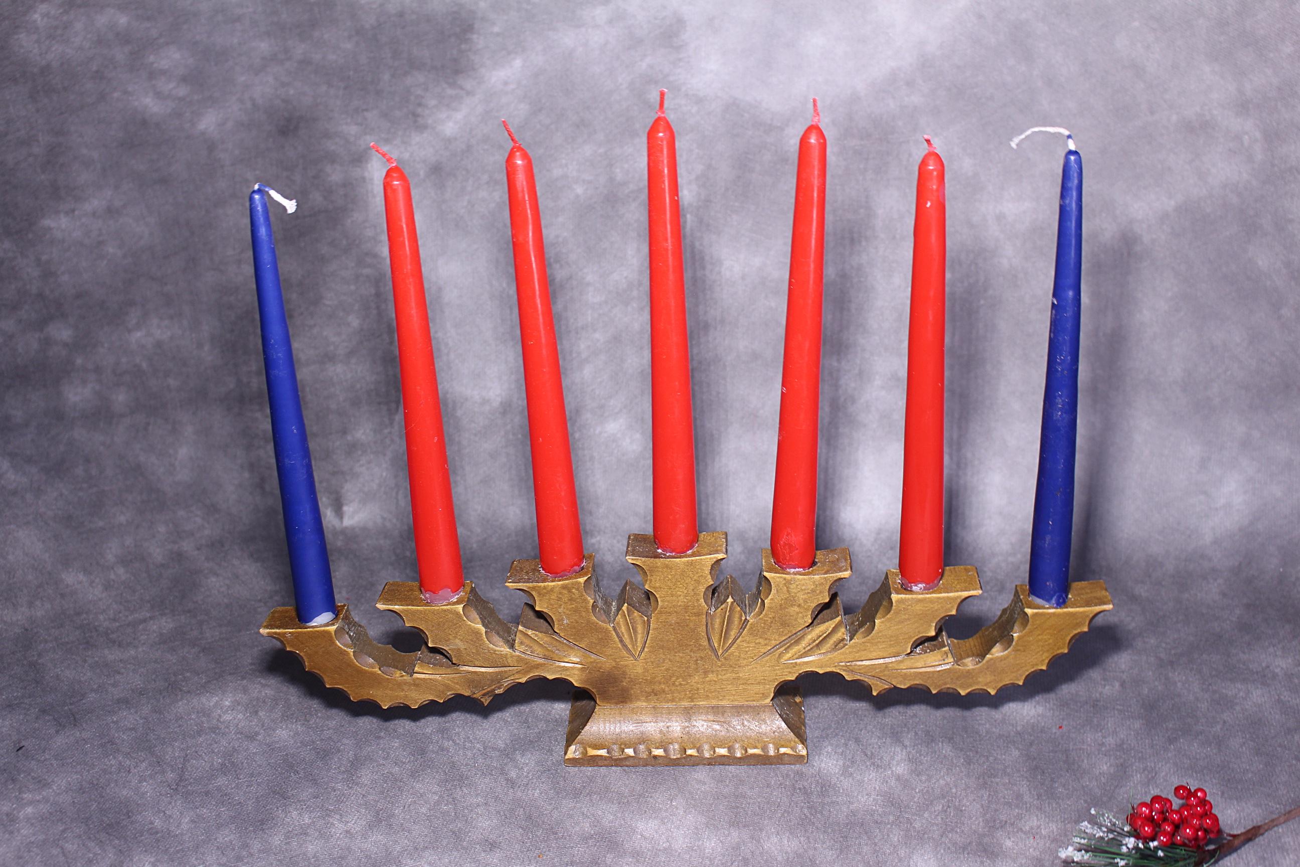Vintage Wooden 7-candle Holder: Scandinavian Retro Candelabra - Etsy