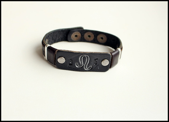 Zodiac Symbol Leather Bracelet,Leather Zodiac bra… - image 4