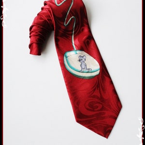 Men tie,men Neckties,Gold.City  Necktie Red  mouse cartoon  silk Necktie , Mouse silk ties,Men&#39;s Accessories.